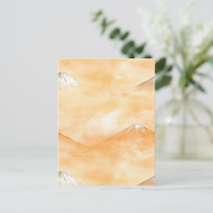Cartão Postal Amanhecer Golden Dawn Sobre o Monte Fuji – Aquarel