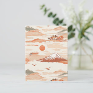 Cartão Postal Amanhecer Golden Dawn Sobre o Monte Fuji – Aquarel