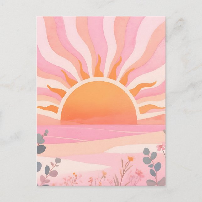 Cartão Postal Amanhecer Pastel Boho Prado (Frente)