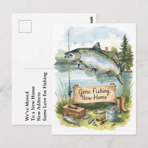 Cartão Postal Amante da pesca se mudando tema da casa