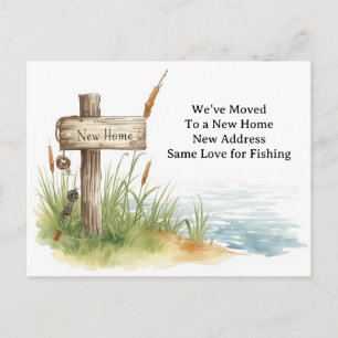 Cartão Postal Amante da pesca se mudando tema da casa