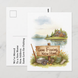Cartão Postal Amante da pesca se mudando tema da casa