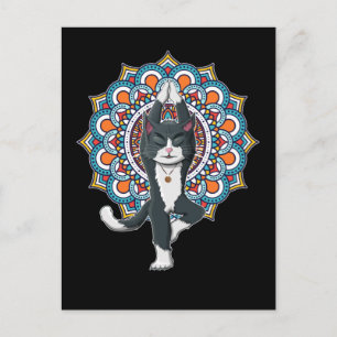 Cartão Postal Amante de Gato de Ioga Mandala Chakra Gatinho Rela