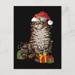 Cartão Postal Amante de Gato de Natal Roupas de Natal Divertidas