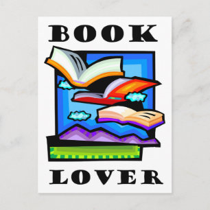 Cartão Postal "Amante de Livros" - Livros voando & páginas para
