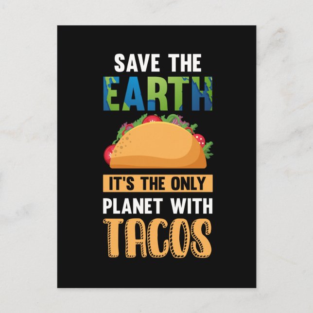 Cartão Postal Amante de Taco Engraçado Dia da Terra Mundo Ambien (Frente)