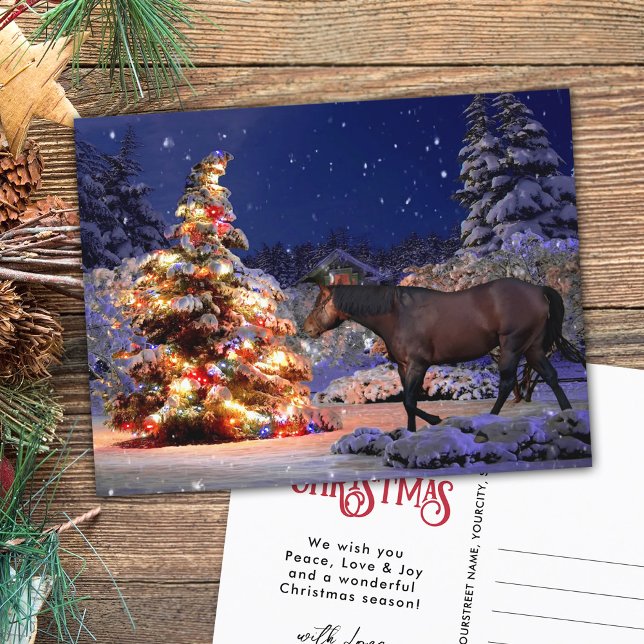 Cartão Postal Amante do cavalo árvore de Natal Noite Silenciosa (Criador carregado)