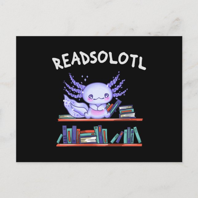 Cartão Postal Amante do Livro Readsolott Funny Axolotl (Frente)