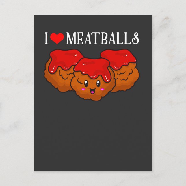Cartão Postal Amante engraçado do Meatball Kawaii Comida (Frente)