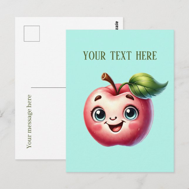 Cartão Postal Amantes bonitos de maçã adicionam texto (Frente/Verso)