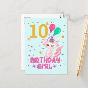 Cartão Postal Amantes de Axolote Aniversário Menina Salamandra A