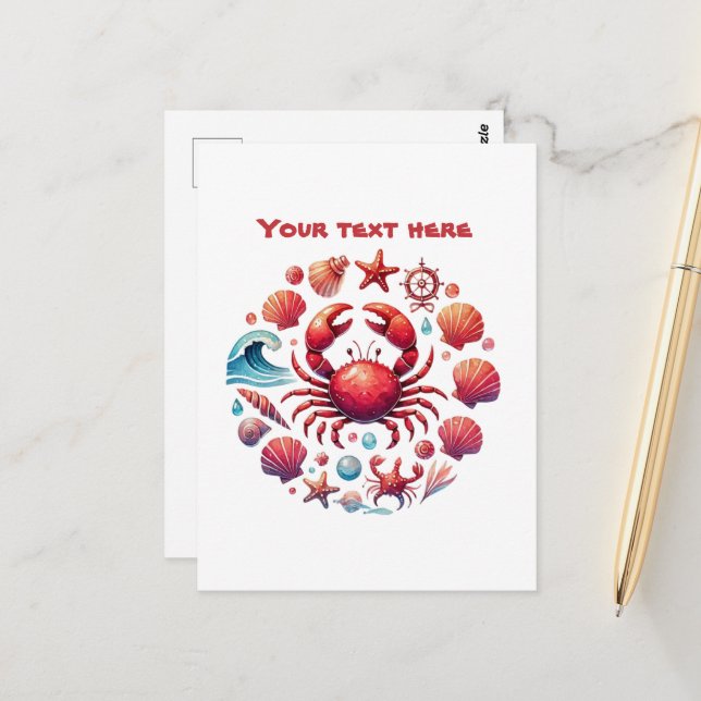 Cartão Postal Amantes de caranguejo, personalizáveis, de uma pra (Frente/Verso In Situ)