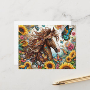 Cartão Postal Amantes de cavalos do país divertido