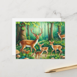 Cartão Postal Amantes de cervos do país fofo