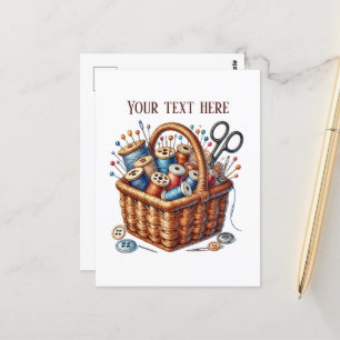 Cartão Postal Amantes de costura de corte adicionam texto