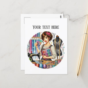 Cartão Postal Amantes de costura de corte adicionam texto