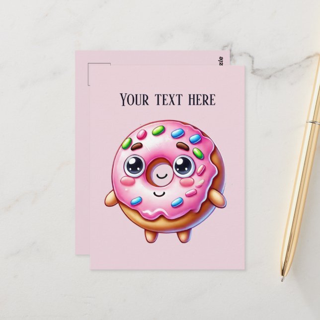 Cartão Postal Amantes de donuts divertidos adicionam mensagem (Frente/Verso In Situ)