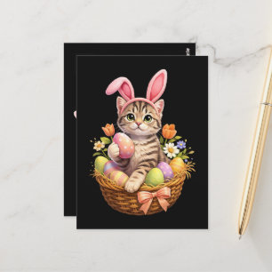 Cartão Postal Amantes de Gatinhos Fofos Feliz Páscoa Gato