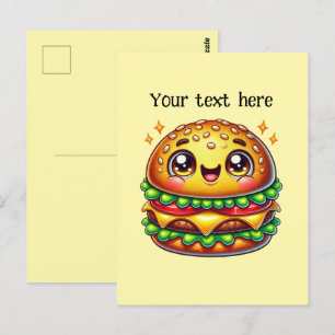Cartão Postal Amantes de hambúrguer bonitos personalizam