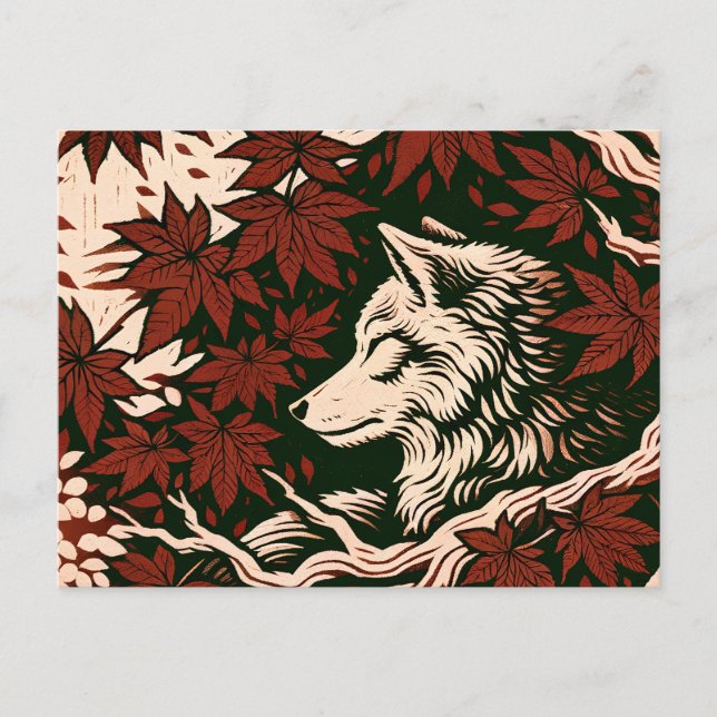 Cartão Postal Amantes de lobo obra de arte natureza ama Lobos (Frente)
