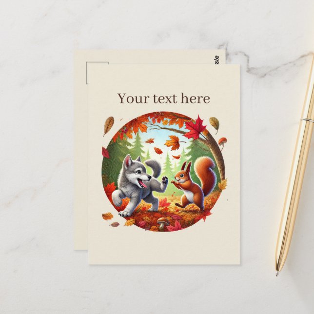 Cartão Postal Amantes de os animais personalizáveis bonitos Cair (Frente/Verso In Situ)