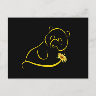 Cartão Postal Amantes De Panda E De Panda De Girassol E Gráfico