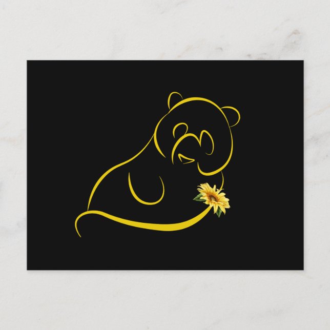 Cartão Postal Amantes De Panda E De Panda De Girassol E Gráfico  (Frente)