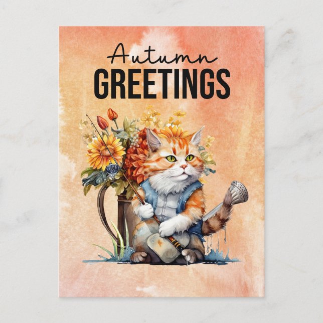 Cartão Postal Amantes de peixe para saudação de outono (Frente)