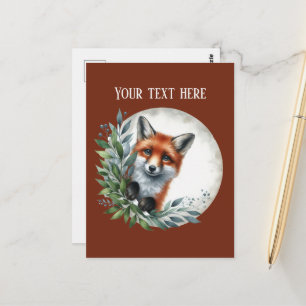 Cartão Postal Amantes de raposas fofas personalizáveis