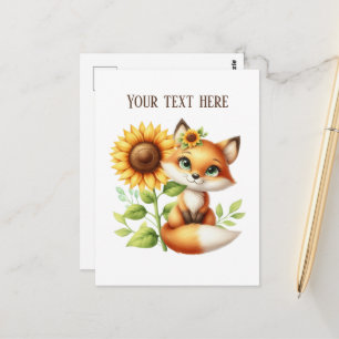 Cartão Postal Amantes de raposas fofas personalizáveis