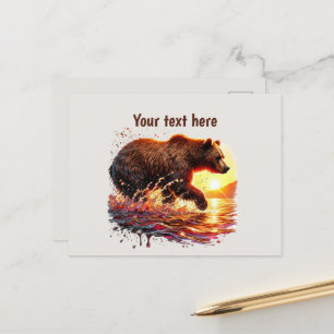 Cartão Postal Amantes de ursos bonitos, personalizáveis