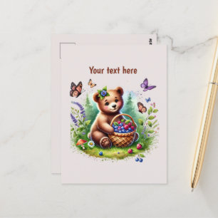 Cartão Postal Amantes de ursos fofos personalizáveis