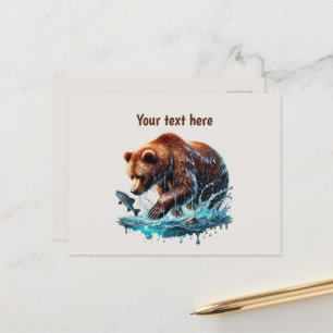 Cartão Postal Amantes de ursos fofos personalizáveis