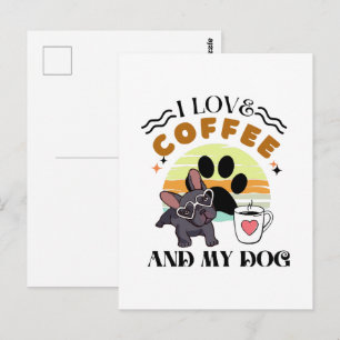 Cartão Postal Amantes do Café - Eu Amo Café E Meu Cachorro