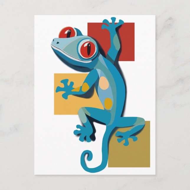 Cartão Postal Amantes do Réptil Gecko Azul-Cinto (Frente)