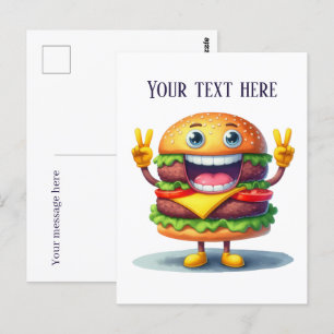 Cartão Postal Amantes engraçados de cheeseburger adicionam mensa