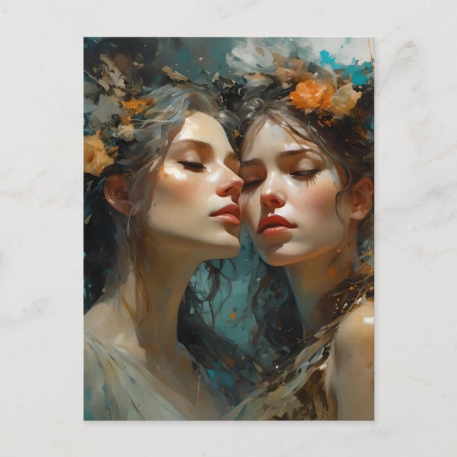 Cartão Postal Amantes Lésbicas Verdadeiras (Frente)