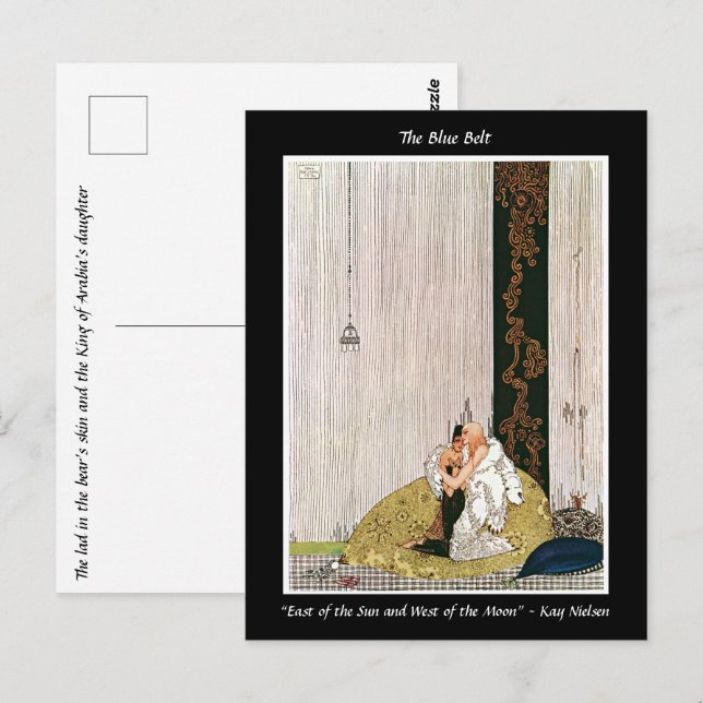 Cartão Postal Amantes reunidos abraçam a ilustração de Art Nouve (Frente/Verso)