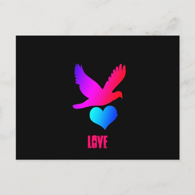 Cartão Postal Amar pássaro 2, (Frente)