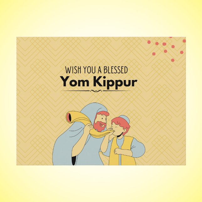 Cartão Postal Amarelo Abençoado Yom Kippur Ilustrado (Criador carregado)
