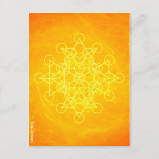 Cartão Postal Amarelo brilhante da geometria sagrado da mandala