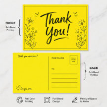 Cartão postal amarelo com borda preta | Minimalist