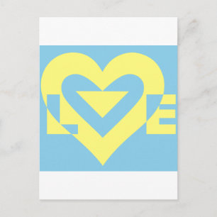 Cartão Postal Amarelo de Amor em Azul
