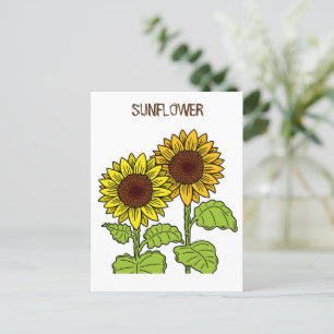 Cartão Postal Amarelo de girassol