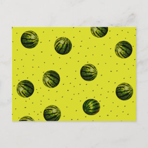 Cartão Postal amarelo de melancia com sementes