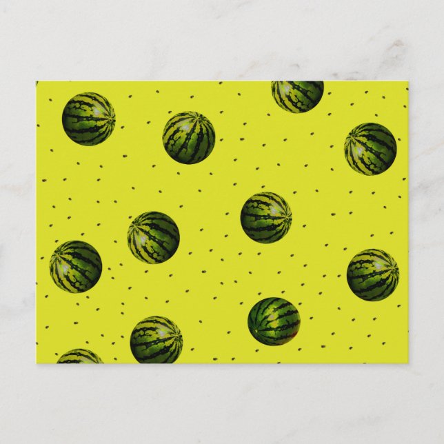 Cartão Postal amarelo de melancia com sementes (Frente)