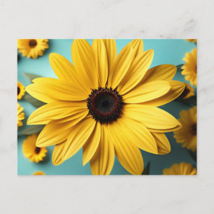Cartão Postal Amarelo Floral Feliz
