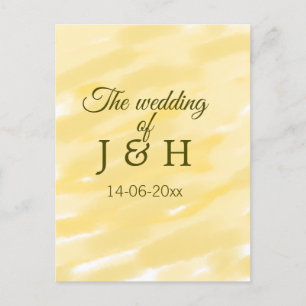 Cartão Postal Amarelo manteiga pastel o casamento do casal nome 