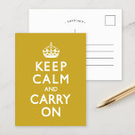 Cartão Postal Amarelo mostarda Fique Calmo e continue<br><div class="desc">Amarelo mostarda Fique Calmo e continue</div>