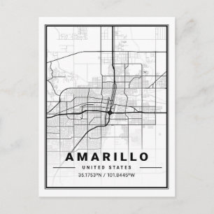Cartão Postal Amarillo Texas EUA Cartaz Mapa da Cidade Viagem